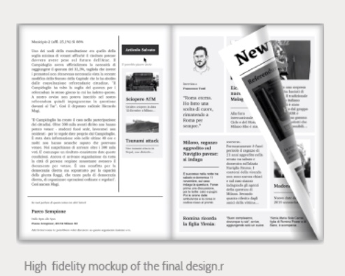 High fidelity mockup of the final design