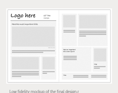 Low fidelity layout mockup with logo placeholder