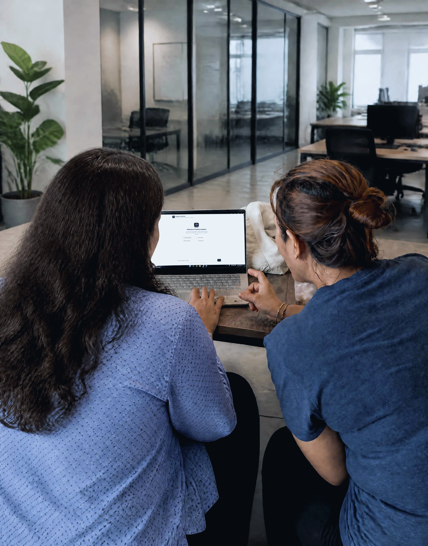 Moderated usability session, participants working through the Property Assistant chatbot